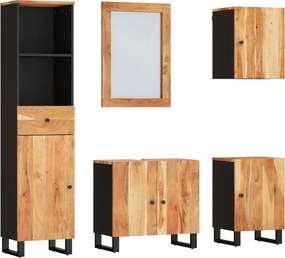 vidaXL Set mobilier de baie, 5 piese, lemn masiv de acacia
