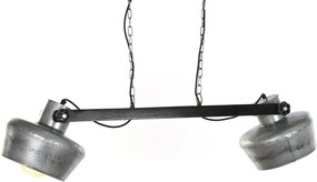 Lustră suspendată din metal și lemn de mango, gri și maro închis, cu 2 spoturi, 28 x 104 x 25 cm, „Souvigny”