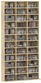 HOMCOM Depozite pentru CD-uri și DVD-uri, bibliotecă de depozitare 1116 CD-uri/528 DVD-uri, 36 compartimente și rafturi reglabile, chenar | Aosom Romania