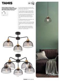 Redo 01-1573 - Lustru suspendat pe cablu TAMIS, 3xE27/42W/230V, Ø 59 cm, negru