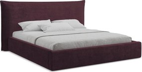 Pat matrimonial violet tapițat cu spațiu de depozitare cu somieră 140x200 cm Esala – Makamii