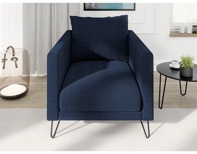 Fotoliu albastru închis cu tapițerie din chenille Freya – Ropez