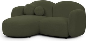 Colțar verde cu tapițerie din țesătură bouclé (cu colț pe partea stângă/cu șezlong) Orbit – Ropez