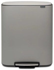 Coș de gunoi gri deschis de reciclat/cu pedală din oțel 60 l Bo – Brabantia