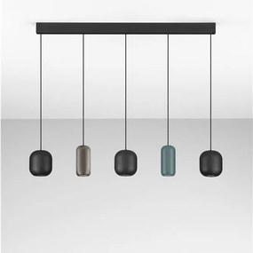 Lustra cu 5 pendule metal negru, maro, verde MARLIN