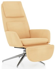 3097790 vidaXL Scaun de relaxare cu taburet, crem, microfibră