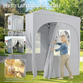 Outsunny Gazebo Pliabil 2 x 2 m, Pavilion de Grădină Portabil UPF50+ cu 4 Pereți Laterali, Înălțime Reglabilă, Geantă de Transport pentru Petreceri, Evenimente, Camping, Gri Deschis | Aosom Romania