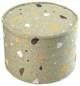 Puf de copii verde cu tapițerie din țesătură bouclé/cu tapițerie din chenille Terrazzo – Wigiwama
