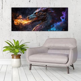 Tablou - Dragon scuipând flăcări (120x50 cm)