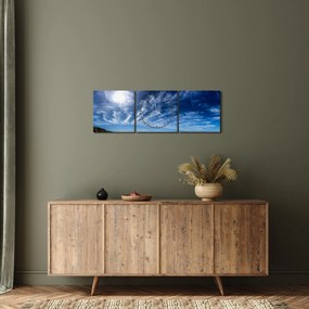 Tablou cu cerul și nori (cu ceas) (90x30 cm)