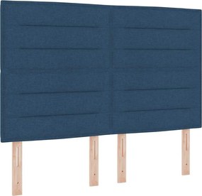 vidaXL Pat cu arc LED cu saltea albastru 140 x 190 cm țesătură