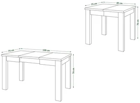 Mazzoni FONTE Stejar Wotan / Alb Mat - MASĂ CLASICĂ DE BUCĂTĂRIE/LIVING EXTENSIBILĂ PÂNĂ LA 130 sau 155 cm!