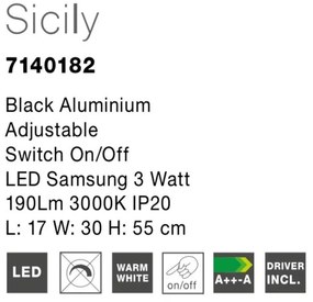 Veioza LED cu spot directionabil design minimalist Sicily NVL-7140182