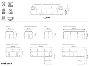 Canapea modulară portocalie cu tapițerie din catifea 190 cm Lokua – Makamii