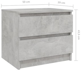 Noptiere, 2 buc., gri beton, 50x39x43,5 cm, PAL 2, Gri beton