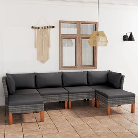 3059714 vidaXL Set mobilier de grădină cu perne, 6 piese, gri, poliratan