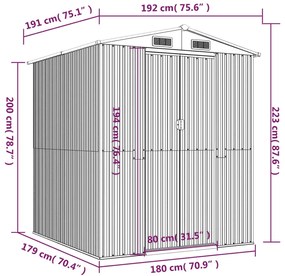 Sopron de gradina, antracit, 192x191x223 cm, otel galvanizat 192 x 191 x 223 cm