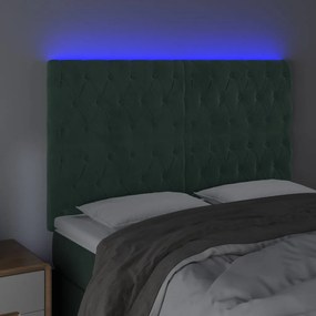 Tablie de pat cu LED, verde inchis, 160x7x118 128 cm, catifea 1, Verde inchis, 160 x 7 x 118 128 cm