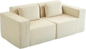 HOMCOM Canapea 3 Locuri Extra Profundă 65 cm, Modulară Fără Structură cu Perne Groase, Cotiere Largi și 2 Perne, Sofá Modern din Catifea pentru Living și Sufragerie, Bej | Aosom Romania