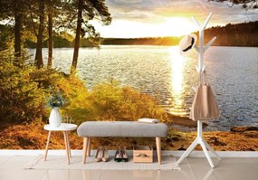 Fototapet apus de soare peste lac