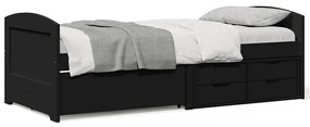 vidaXL Pat de zi cu 5 sertare fără saltea „IRUN” Negru 90x200 cm