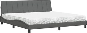 vidaXL Pat cu saltea, Hanko, gri închis, 200x200 cm, textil