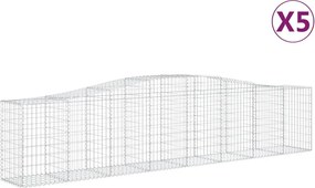 vidaXL Coșuri gabion arcuite 5 buc, 400x50x80/100 cm, fier galvanizat