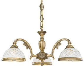Candelabru cu 3 brate clasic design italian din alama, sticla 7002 RA-L. 7002/3