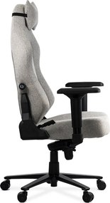 Scaun gaming gri din stofa cu cotiere 4D, durabil OFF 297