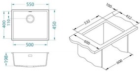 Chiuvetă de bucătărie ALVEUS 1150054 OMNI 55x45 cm bej