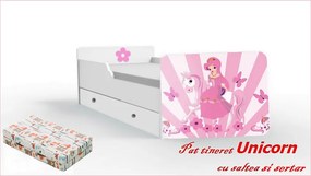 Pat tineret Unicorn cu saltea si sertar