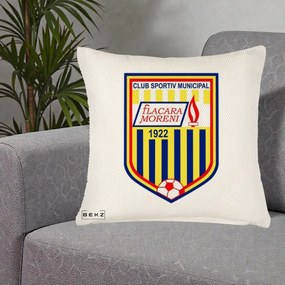 Perna Personalizata CSM Flacara Moreni 1922 Fotbal, 40x40 cm, Crem Reliefat, Husa Detasabila, Perna Inclusa, BEKZ®