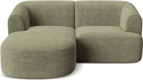 Colțar verde cu tapițerie din catifea reiată (cu colț pe partea stângă/cu șezlong) Campi – Cosmopolitan Design