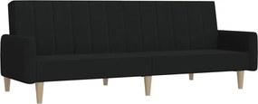 vidaXL Canapea extensibilă cu 2 locuri, negru, material textil