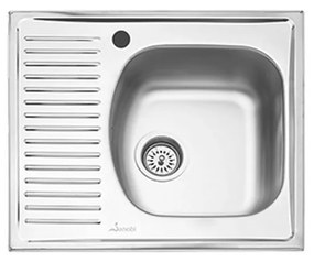 Chiuveta Sanobi, 1 Cuva dreapta, Inox lucios, pe blat, 58 x 51 cm