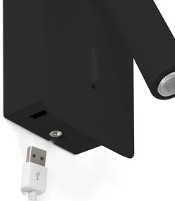 Spot LED de perete SUAU LED/3W/230V USB negru FARO 62116