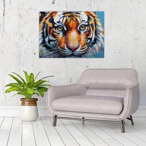 Tablou - Vedere a unui tigru, pictură (70x50 cm)