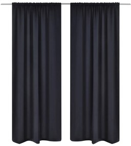 Draperii opace cu rejansă, 2 buc., negru, 135 x 245 cm