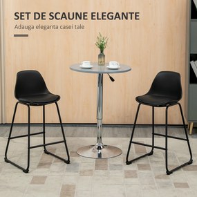 Scaune de bar, set din 2 piese cu scaun tapitat cu Protectie anti-alunecare, PU si otel, 43x43x97,5cm, negru HOMCOM | Aosom RO