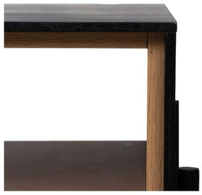 Măsuță de cafea neagră/în culoare naturală cu aspect de lemn de frasin 60x124 cm Orleans – Ixia