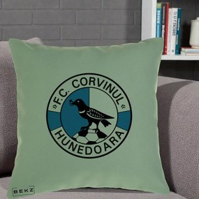 Perna Personalizata FC Corvinul Hunedoara Fotbal, 40x40 cm, Verde, Husa Detasabila, Perna Inclusa, BEKZ®