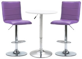 279644 vidaXL Set mobilier de bar, 3 piese, alb, piele ecologică