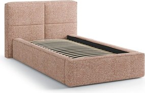 Pat roz tapițat cu spațiu de depozitare cu somieră 90x200 cm Darren – Micadoni