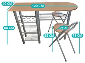 Set de bar pentru bucatarie, masa cu 2 scaune