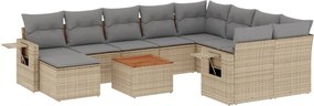 vidaXL Set canapele de grădină cu perne, 11 piese, bej, poliratan