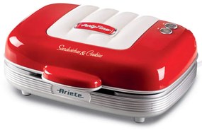 Aparat 3in1 pentru preparare gogosi, briose si sandvisuri Ariete PARTY TIME 1972/00, 700W, 3 placi detasabile, Rosu