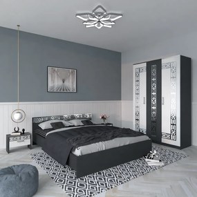 Set dormitor Silver 3U, Gri cu insertii Gri