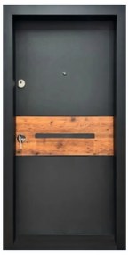 Usa metalica de exterior cu izolatie si vizor Novo Doors NDA2, Din compozit, 2 yale, Kit complet, Pentru case, Gri antracit cu insertie stejar (Sens