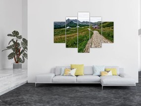 Tablou - Peisaj montan cu case (150x105 cm)