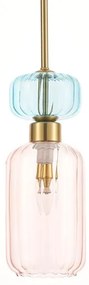 Lustră pe cablu MOLLY 1xE14/40W/230V d. 12 cm auriu/roz/albastru